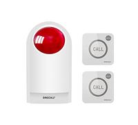 SINGCALL Kit d'alarme de Sirène Stroboscopique d'urgence à Distance/Système d'avertissement étanche/SOS pour Maison/Boutique/Hôtel/école 300 Pieds 1 Sirène Clignotante Rouge + 2 Boutons d'appel