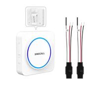 SINGCALL Transfert de Signal Radio Extension Convertit Câblé en sans Fil | Conversion de Sonnette Filaire en sans Fil avec 1 Récepteur LED Portable et 2 Extendeur Facile pour Maison/Garage/Appartement