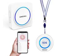 SINGCALL Tuya WiFi Smart Alarme Maison SOS sans Fil, Système D'alarme Personnel pour Les Patients Âgés/Les Personnes Âgées/Les Enfants, 1 Bouton de Panique Connecté au Téléphone et 1 Récepteur