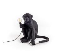 Singe Assis Lampe à Poser Noir Extérieur