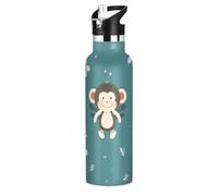 Singe RéPéTant Motif Fleur Bouteille d'eau pour Enfants en Acier Inoxydable,Gobelet Isotherme Sous Vide pour Filles Garçons