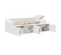 Single Lit - JILL'S - Cadre de Lit de Rangement Blanc 100x200 cm LV7794