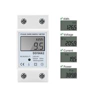 Single Phase LCD Digital Meter Reset Zero kWh Voltage Current Power Consumption Counter Wattmeter 220V Din Rail EKFBQBGW(DDS662,110V)