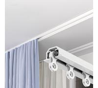Single Track Curtain Rail Ceiling Mount, Hidden Recessed Room Divider Curtain Track System, White Straight Shower Curtains Rod Extra Long(4.2m (13.8ft))