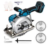 SINGTIP Mini Scie Circulaire Sans Fil Compatible avec Makita 18V Batterie, 7200 tr/min Scies Circulaires Electriques, Coupe d'onglet 45°/90°, 2 Lames 140mm pour Bois et PVC(Batterie Non Fournie)