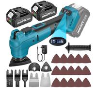 SINGTIP Outil Multifonction sans fil Compatible avec Batterie Makita 18V, Scie Oscillant Multitool 6 Vitesses +Mode Automatique 20000tr/min avec 2 * 4,0 Ah Batteries pour Couper, Poncer, Gratter