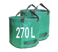 Singwow Lot de 2 sacs à déchets de jardin de 270 L très résistants, sacs de jardin réutilisables avec poignées, parfaits pour la collecte des déchets de cour, des déchets de plantes, de l'herbe et des