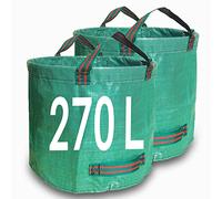 Singwow Lot de 2 sacs à déchets de jardin de 270 L très résistants, sacs de jardin réutilisables avec poignées, parfaits pour la collecte des déchets de cour, des déchets de plantes, de l'herbe et des