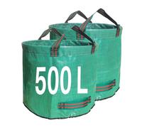 Singwow Lot de 2 sacs poubelle de jardin 500 L très résistants, sacs de jardin réutilisables avec poignées, parfaits pour la collecte des déchets de cour, des déchets végétaux, de l'herbe et des