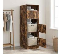 Sinkzol Armoire à linge multifonction en chêne fumé 50 x 68 x 162 cm avec 6 compartiments, tiroirs et portes, imperméable, durable, idéal pour salle de bain, chambre à coucher