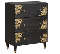 Sinkzol Buffet noir en bois massif de mangue, 60 x 33 x 75 cm, avec étagère et tiroir, armoire de rangement pour couloir, bureau, cave, garage, espace de rangement et ordre