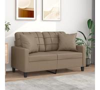 Sinkzol Canapé 2 places avec coussin décoratif, marron cappuccino, 120 cm, cuir synthétique, design moderne, cuir synthétique durable, structure en métal stable, assise confortable