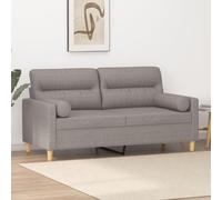 Sinkzol Canapé 2 places avec coussin décoratif, taupe, 140 cm, en tissu, design moderne, housse durable, assise confortable, construction en métal solide, avec taies d'oreiller amovibles pour salon