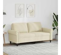 Sinkzol Canapé 2 places crème 140 cm en cuir synthétique design moderne canapé rembourré durable avec espace de rangement pour salon et chambre d'amis