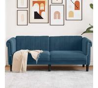 Sinkzol Canapé 2 places en velours bleu avec banc rembourré, canapé d'angle confortable avec espace de rangement, aspect salon, dossier, accoudoirs et appui-tête pour salon et chambre d'amis