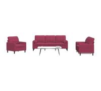 Sinkzol Canapé d'angle 3 pièces avec banc rembourré et traverses de nuque en velours rouge vin pour salon et chambre d'amis, canapé d'angle avec espace de rangement, accoudoirs, dossier, appui-tête