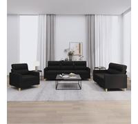Sinkzol Canapé d'angle 3 pièces avec coussin en tissu noir, canapé d'angle et chaise longue pour salon, canapé confortable avec espace de rangement, housse durable, design moderne, idéal pour chambre