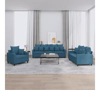 Sinkzol Canapé d'angle 3 pièces avec coussin en velours bleu, canapé d'angle avec espace de rangement, ensemble de salon avec accoudoirs et dossier pour salon, chambre d'amis, relaxation