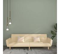Sinkzol Canapé-lit 2 places en tissu crème avec espace de rangement, canapé d'angle, banc, fonction lit, accoudoir, dossier, appui-tête, idéal pour salon, chambre d'amis, salon, petite chambre