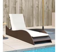 Sinkzol Chaise longue de jardin avec coussin, marron, 60 x 205 x 73 cm, rotin synthétique, dossier réglable, robuste, résistant aux UV pour balcon, terrasse, piscine, bien-être, extérieur