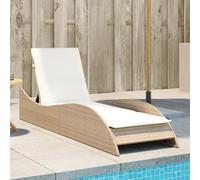 Sinkzol Chaise longue de jardin en rotin synthétique avec coussin, 60 x 205 x 73 cm, dossier réglable, résistant aux UV, avec appui-tête et accoudoirs, idéal pour balcon, terrasse, piscine et