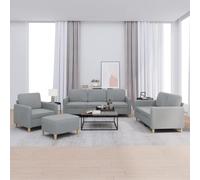 Sinkzol Ensemble de canapé 4 pièces avec coussin en tissu gris clair canapé d'angle salon salon banc lit canapé-lit