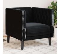 Sinkzol Fauteuil Chesterfield en velours noir avec rembourrage, dossier et accoudoirs classiques, pieds stables, sensation d'assise confortable, idéal pour le salon, le salon ou la chambre d'amis
