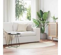 Sinkzol HUARTE Tapis en polyester crème 100 x 200 cm antidérapant et pliable pour salon, chambre à coucher, couloir avec isolation thermique et acoustique comme protection décorative du sol