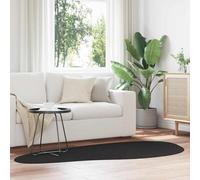 Sinkzol HUARTE Tapis noir 100 x 200 cm polyester antidérapant pliable pour salon, chambre à coucher, couloir, cuisine, facile d'entretien, résistant avec isolation thermique et acoustique