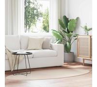 Sinkzol HUARTE Tapis ovale beige 100 x 200 cm 100 % polyester antidérapant pliable résistant salon couloir protection du sol, protection contre la chaleur et le bruit