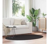 Sinkzol HUARTE Tapis ovale noir 100 x 200 cm, 100 % polyester, antidérapant, pliable, polyvalent pour salon, couloir, chambre à coucher, cuisine, facile d'entretien, durable, insonorisant