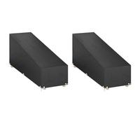 Sinkzol Lot de 2 housses de protection imperméables pour meubles de jardin en polyéthylène avec 12 œillets et corde de fixation - 200 x 65 x 35/60 cm - Noir