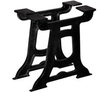 Sinkzol Lot de 2 pieds de table basse en forme de Y en fonte noire polie laquée - 45 x 43 cm - Structure de table robuste pour table basse - Table d'appoint - Montage avec vis et adaptateur pour une