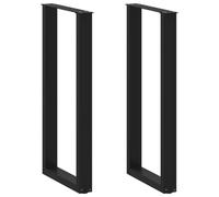 Sinkzol Lot de 2 pieds de table de bar en forme de U - Noir - 50 x 100-101 cm - En acier revêtu par pulvérisation - Avec pieds de nivellement réglables - Cadre de table stable - Montage facile