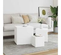 Sinkzol Lot de 3 tables d'appoint blanches en bois avec grand, moyenne, petite taille 45 x 45 x 45 cm, table de chevet, table de canapé, table de rangement, polyvalente