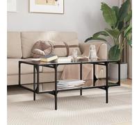 Sinkzol Table basse avec plateau en verre noir 98,5 x 50 x 45 cm en acier pour salon, table d'appoint, table d'appoint, table décorative, console