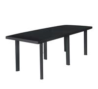 Sinkzol Table de jardin anthracite 216 x 90 x 72 cm en plastique résistant aux intempéries avec trou de parasol pour terrasse, balcon, jardin, patio, véranda, cour, camping et pique-nique