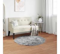 Sinkzol TAFALLA Tapis en peau de mouton synthétique Gris Ø 120 cm Polyester Tapis rond pour salon, chambre à coucher, couloir Protection du sol avec isolation thermique et insonorisation