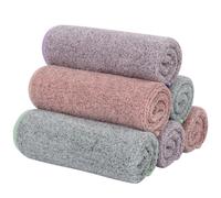 SINLAND Microfibre Serviettes Visage Ultra Soft Bambou Charbon de Bois Gant de Toilette Visage Chiffon pour Salle de Bain Séchage Rapide Absorbant 30cm x 30cm 6 pièces Multicolore