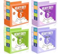 Sinload Lot de 4 grands classeurs à anneaux de 12,7 cm avec poches à 3 anneaux de 21,6 x 27,9 cm avec couverture transparente personnalisable pour documents, fichiers, projets (multicolore)