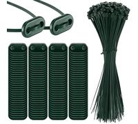 Sinmoe 300 Ensemble Kit de Fixation pour Brise-Vue, Vert | Attaches de Câble et Plaques de Montage, Kit de Montage en PVC, Pour Tapis d'Intimité et Clôtures de Jardin