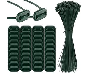 Sinmoe 300 Ensemble Kit de Fixation pour Brise-Vue, Vert | Attaches de Câble et Plaques de Montage, Kit de Montage en PVC, Pour Tapis d'Intimité et Clôtures de Jardin