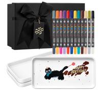 Sinmoe Set de Peinture Céramique DIY 3 Assiette en Céramique Plat de Service Blanc 12 Stylos en Porcelaine Lavables au Lave-Vaisselle Coffret-Cadeau Noël Couple Amis Famille (Rectangulaire, 10 Pouces)
