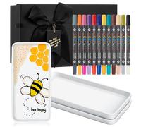 Sinmoe Set de Peinture Céramique DIY 3 Assiette en Céramique Plat de Service Blanc 12 Stylos en Porcelaine Lavables au Lave-Vaisselle Coffret-Cadeau Noël Couple Amis Famille (Rectangulaire, 8 Pouces)