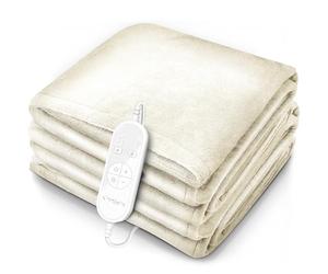 sinnlein® Chauffe-lit Surmatelas Chauffant | 200 x 180 cm | crème | Couverture Électrique avec Arrêt Automatique | 9 Niveaux de Température | Affichage Digital