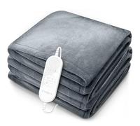 sinnlein® Chauffe-lit Surmatelas Chauffant | Couverture Électrique avec Arrêt Automatique | Fonction Minuterie | 9 Niveaux de Température | Affichage Digital (Gris Clair, 200 x 180 cm)