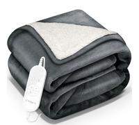 sinnlein® Couverture chauffante avec arrêt automatique 200x180cm gris foncé | Couverture chauffante électrique avec 9 niveaux de température | Couverture douillette lavable lit, canapé | Couverture él