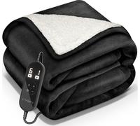 sinnlein® Couverture chauffante avec arrêt automatique 200x180cm noir | Couverture chauffante électrique avec 9 niveaux de température | Couverture douillette lavable lit, canapé | Couverture électriq