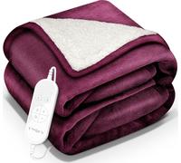 sinnlein® Couverture chauffante avec arrêt automatique 200x180cm rouge vin | Couverture chauffante électrique avec 9 niveaux de température | Couverture douillette lavable lit, canapé | Couverture éle