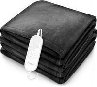 sinnlein® Couverture chauffante en peluche 200 x 180 cm Anthracite SÜD GS testé | couverture chauffante électrique avec arrêt automatique | couverture douillette | fonction minuterie | 9 niveaux de te
